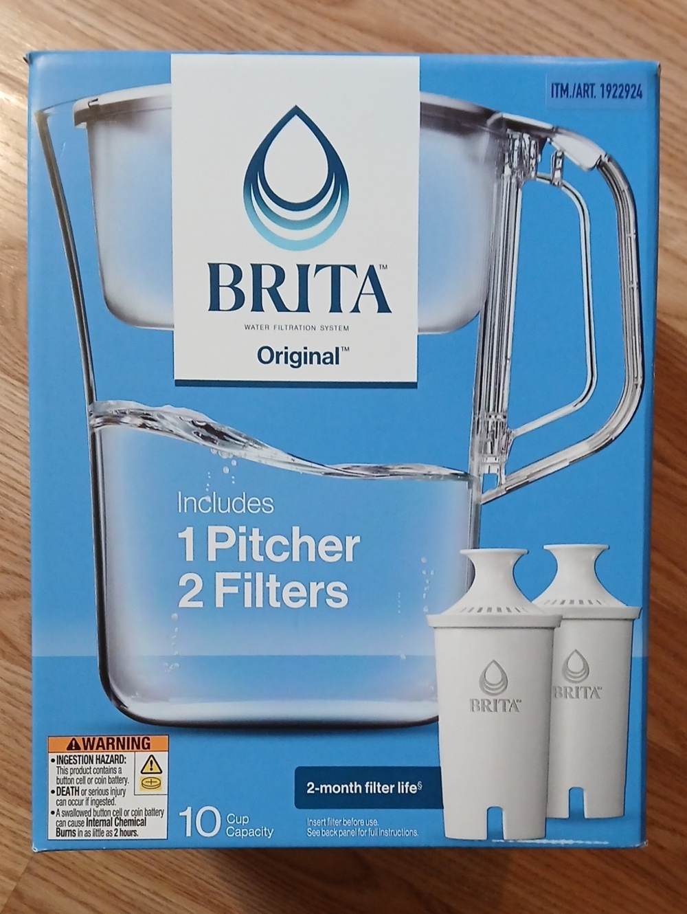 10 Cup Brita Original Water Pitcher With Two Filters NEW